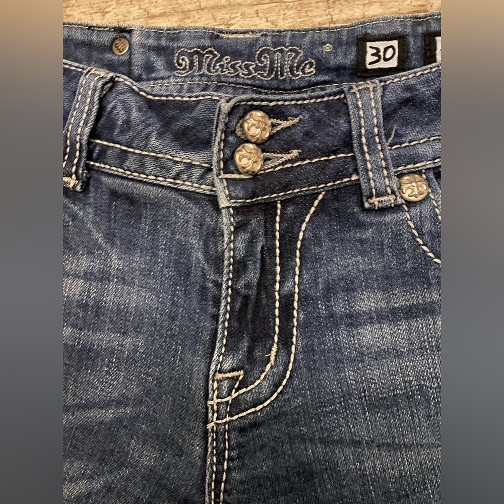 Miss Me Sequin Distressed Bootcut Jeans. - Picture 6 of 13